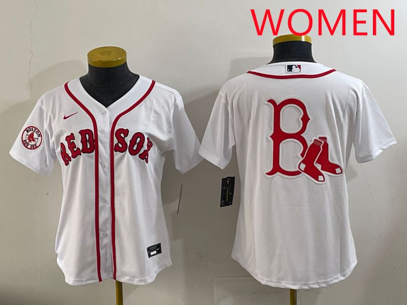 Women 2025 Boston Red Sox Blank White Game Nike MLB Jersey style 6